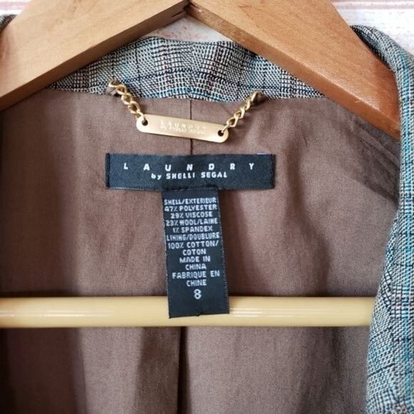 Laundry by Shelli Segal Wool Blend Ruffle Collar Plaid Lined Jacket Size 8 - Picture 2 of 9